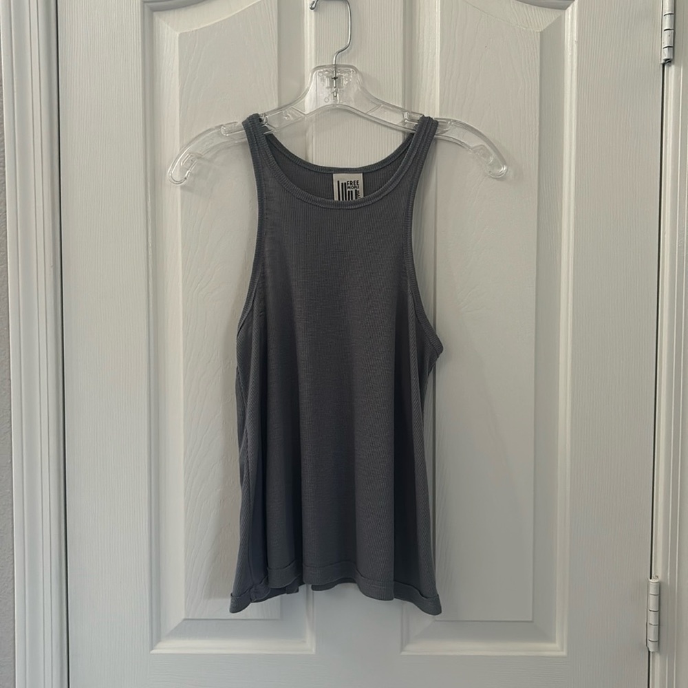 Free People Gray Ribbed Tank Top - Picture 2 of 10